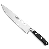 Arcos Forged Chef Knife 8 Inch Stainless Steel. Professional Cooking Knife for Cutting Fish, Meat and Onion. Ergonomic Polyoxymethylene Handle and 200mm Blade. Series Riviera. Color Black
