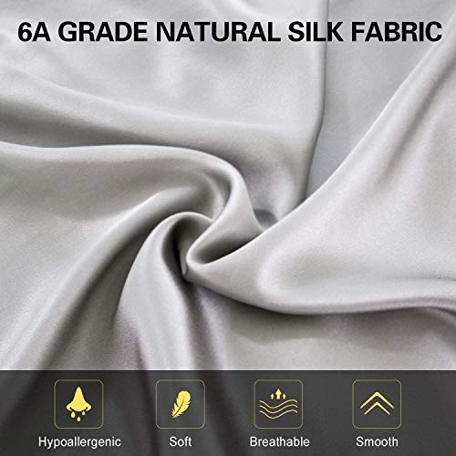 100% Mulberry Silk Pillowcase for Hair and Skin,with Hidden Zipper,Both Side 19 Momme Silk,600 Thread Count (Dark Grey)