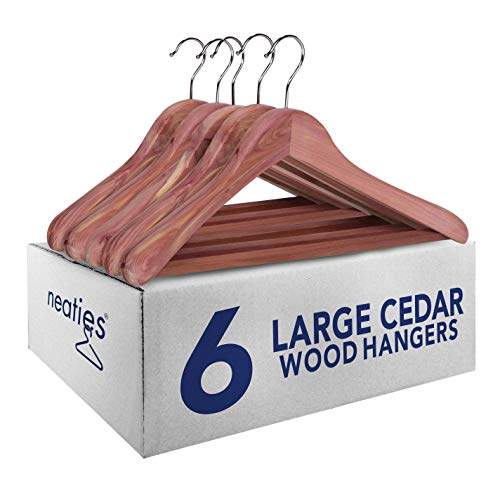 Neaties American Red Cedar 2" Large Coat Hangers with Flat Bar, 6pk