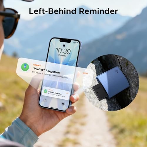 UGREEN Finder Slim 2 Wallet Tracker Card (iOS Only), Smart Location Tracker Bluetooth 5.0 Anti-Lost Tag Compatible with Apple Find My Network, 7-Year Battery Life No Charging Needed