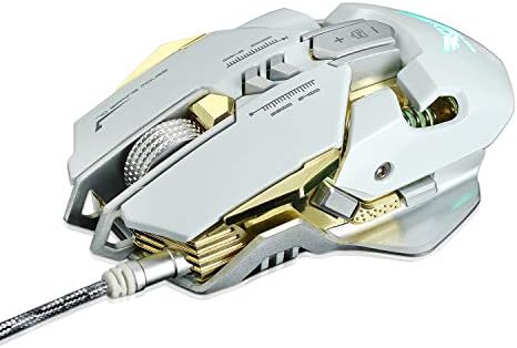 ZERODATE Gaming Mouse Wired, Weight Tuning Set,Programmable 7 buttons Professional mouse, , 3200 DPI, Laser Sensor,Profiles for Windows PC Games - White