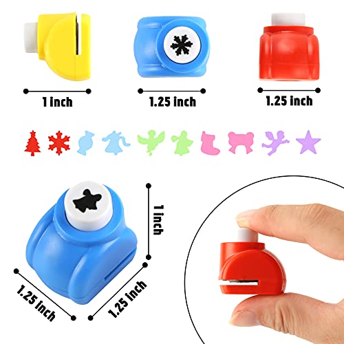 LoveInUSA Christmas Shapes Hole Punch Set, 10PCS Kids Mini Paper Craft Punches Decorative Christmas Tree Snowflake Hole Puncher for Crafting Scrapbook Nail Designs