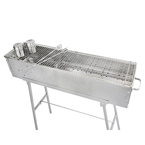 Party Griller Yakitori Grill 32" x 8" Portable Stainless Steel Charcoal BBQ Grill w/ 32