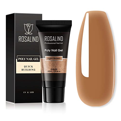 ROSALIND 60ML POLY NAIL GEL FALL COLOR, BROWN POLY EXTENSION POLY NEUTRAL COLOR GEL BUILDER NAIL QUICK BUILDING ACRYLIC NAILS LIGHT BROWN POLY EXTENSION GEL POLY THICKENING FALL NAIL