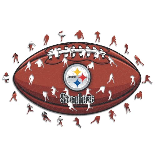 Iconic Puzzles, Pittsburgh Steelers crest, 100% eco-sustainable wooden puzzle with official license NFL, size L, 500 pieces