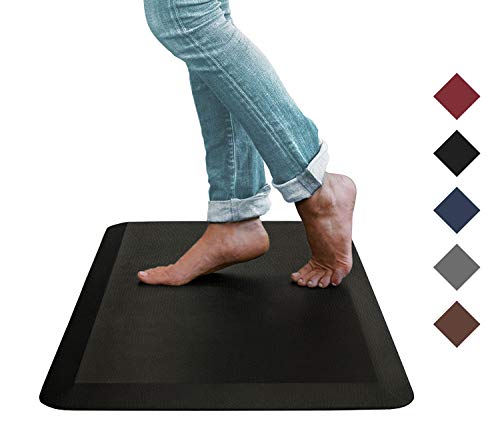Oasis Kitchen Mats, Leather Grain Comfort Anti Fatigue Mat & Kitchen Rug, 5 Colors and 3 Sizes, Perfect for Kitchens and Standing Desks, 20x32x3/4-Inch, Black