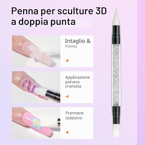 MIZHSE 30G White 3D Sculpture Nail Gel, 3D Gel Nail Art for Modeling, Nail Sculpture Glue Non Stick Hand, Rhinestone Glue for Nail Art with Silicone Brush, DIY Manicure Tool
