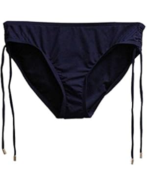 Womens Side-Tie Swim Bikini Bottoms Navy XS