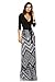 Vivicastle Women's Printed V-Neck 3/4 Sleeve Wrap Waist Tie Long Maxi Dress (Large, D32, blk)