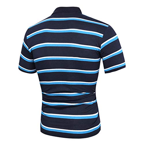 Dry fit Polo Shirts for Men Short Sleeve Regular Fit Striped Polo Shirt with Pocket Mens Casual Summer 2019 - Thumbnail 2