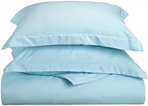 Egyptian Cotton-300 Thread Count 2 Pieces Tailored Pillow Shams Euro/Square/Continental/European Size 26 x 26 Inches -Light Blue Solid. ( 65 cm x 65 cm)