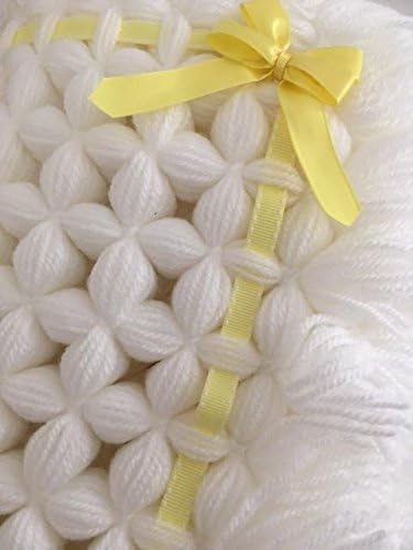 Pa Ula Designer Bebe Loom Couverture De Berceau Blanc Jaune Ruban Bordure Amazon Fr Bebes Puericulture