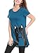 Allegra K Women's Cat Pattern Short Sleeves Round Neck Tunic Tee XL Blue