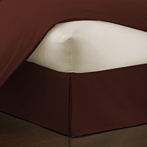 The OuTNet Hotel Collection Bedding 500-Thread-Count 100% Egyptian Cotton Full Damask Solid 1pc Bed Skirt With 27" Drop Length, Brown