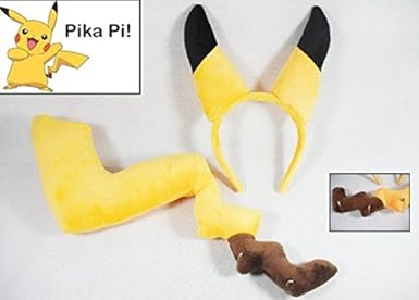 Amazon ピカチュウになりきろう ピカチュウ 耳 尻尾 セット ポケットモンスター コスプレ コスチューム 黒のエコバック付き Brack Roseオリジナルセット商品 ３点セット A コスプレ 仮装 通販