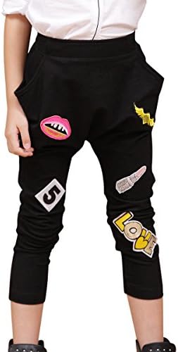 NABER Kids Girls' Fashion Hip-hop Dance Baggy Elastic Waist Harem Pants 13-14 Years
