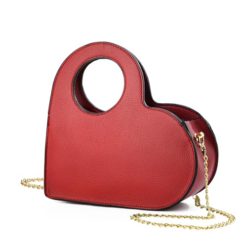 KURGOOL Heart Purse Clutch Purses and Handbags, Small Crossbody Bag with Golden Chain, Birthday Gifts for Women, Mom, Sister