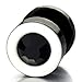 Mens Womens White Black Stud Earrings Steel Illusion Tunnel Plug Screw Back with 6MM Black Cubic Zirconia