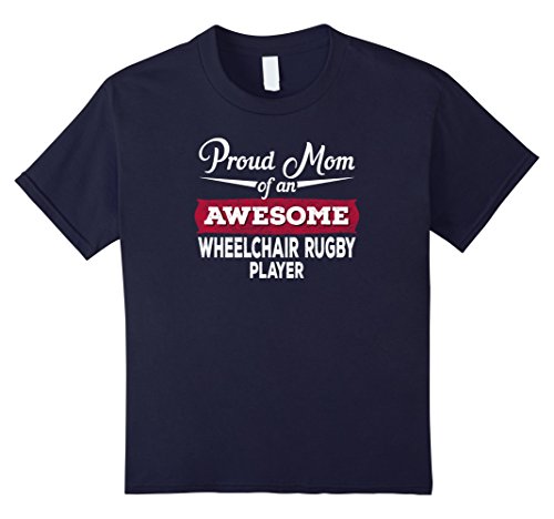 Kids Proud Mom of an awesome Wheelchair Rugby Player Tshirt 12 Navy