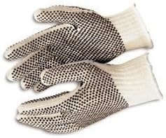 SANDERS HIGH QUALITY TWO SIDED BLACK DOTTED COTTON STRING KNIT WORKING GLOVES 3 Pairs Large