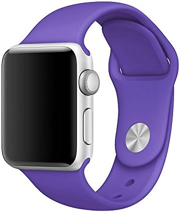 Apple Watch Band, Weaoren Soft Silicone Replacement with Stainless Steel Pin Sport Band for 42mm Apple iWatch S/M ( Purple )