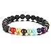 YUGDRUZY Mainbead 7inch Lava Stone Crystal Reiki Healing Balancing Natural Gemstone Round Beads Bracelet