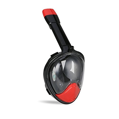 BFULL Newest Version Full Face Easy Breath Snorkel Mask 180Â° Panoramic Sea View Anti-fog Anti-leak Snorkeling Mask with Action Camera Mount and Soft Adjustable Head Straps For Kids and Adults