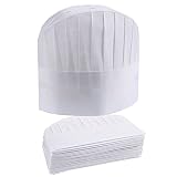 Chef Hats - 24-Pack Disposable White Paper Chef Toques, Chef Supplies, Adjustable Professional Kitchen Chef Caps for Baking, Culinary Hygiene, Cooking Safety, 23-24.4 Inches in Circumference