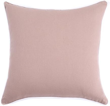 Homier Peach Cotton Decorative Pillow Cover Throw Cushion Case for Sofa Couch - Salmon/Rose/Orange Pink Color Canvas Cotton with White Accent Piping - 100% Cotton, 18 x 18 Inches