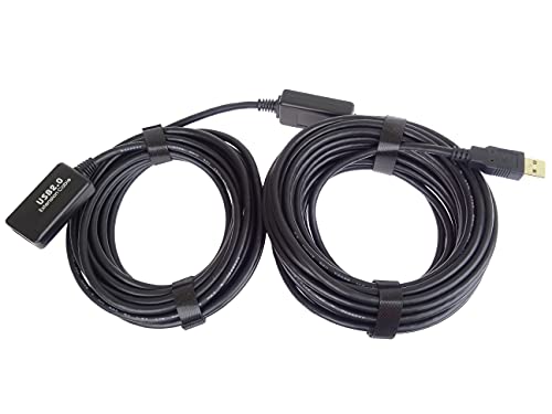PremiumCord Active USB Extension Cable with Repeater 10 m, USB-A Female to USB-A Male, USB 2.0 High Speed Cable, 2x Shielded, AWG20/28, Colour Black, Length 10 m