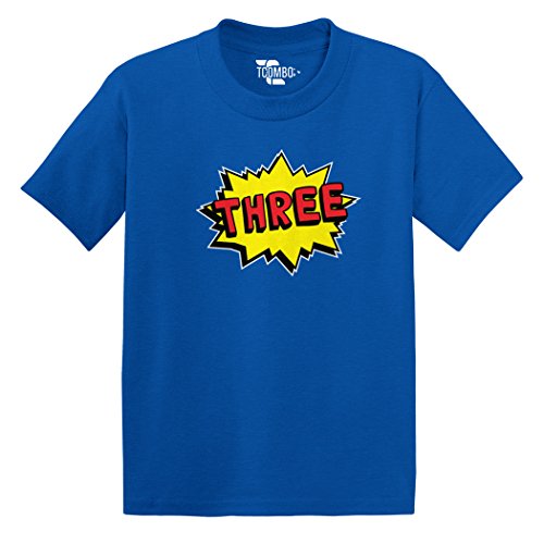 Three Superhero - Third 3RD Birthday, Anniversary - Toddler Little Boy/Infant T-Shirt (4T, Royal Blue)