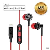 iDARS Lightning Headphone Earbud Earphone Apple MFi Certified in-Ear Wired Headsets with Mic and Remote for iPhone X/XS/XS Max/XR/ 8/ 8Plus/ 7/ 7Plus, iPad Pro/Air/Mini, iPod (Red)