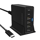 USB C Charger, CHOETECH 55W 6-Port USB Charging Station with 2 USB-C Ports, USB C Cable and Charger Cradle for Nintendo Switch, Google Pixel/ Pixel XL, Nexus 6P, Galaxy S7, iPhone 7 Plus and More