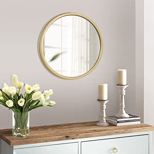 RiteSune Round Gold Wall Mirror 14" for Vanity Bathroom Bedroom Entry Dining Room Living Room