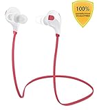 Tecland stereo sport Bluetooth V4.1 wireless headphone, noise cancelling sweat proof in-ear headsets earbuds with microphone for iPhone, iPad iPod and Android Devices (red & white)