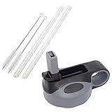 [2 Pack] Flaskars Straw Lid for Hydro Flask Wide Mouth Water Bottle with 2 Straws and Straw Brushes (Black/Gray)