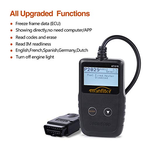Manfiter [2018 Upgraded OBD2 Scanner Auto Car OBDii 2 Code Reader CAN Diagnostic Scan Handheld Tool Check Engine Light Trouble Codes Vehicle