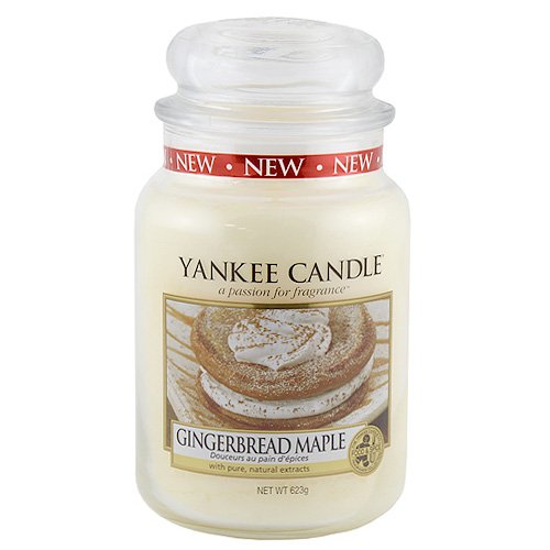 title=Yankee candle 1342585E Gingerbread Maple Candele in giara grande, Vetro, Giallo,