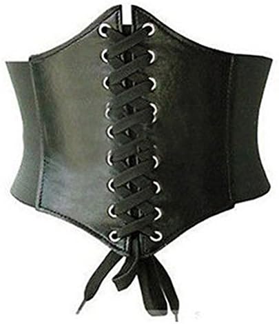 Tuesdays2 Women Elastic Wide Tight Corset Tie High Waist Slimming Body Sculpting Belt (Black)