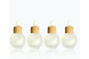4 Pcs Frosted Glass Dropper Bottles, 50ml Small Bulb Shape Essential Oil Dropper Bottle Perfume Dispenser Bottle with Dropper