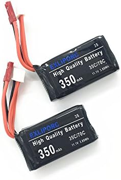 EXLIPORC 2pcs 11.1V 350mAh 35C 3S LiPo Battery Pack with RED JST connector