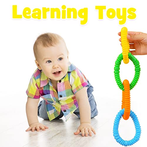 AMOR PRESENT Pop Tubes Fidget Toy, 15PCS Sensory Pop Tubes Fidget Toys for Kids Educational Learning Toys Stress Relief Party Favors