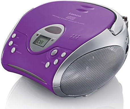 Lenco SCD-24 Portable Stereo Boombox with Programmable CD Player & FM Radio – Purple