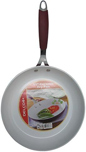 Delco Cook 11" Frying Pan Nonstick Scratch-Resistant Ceramic Coated Quality Aluminum Base - Oven and Dishwater Safe with Bakelite Handle that Stays Cool even at 300 Degrees F &amp; Cooking Surface Temperatures as high as 700 Degrees F - Eco Friendly