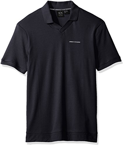 A|X Armani Exchange Men s Ax Logo V Neck Polo, Navy, XX-Large