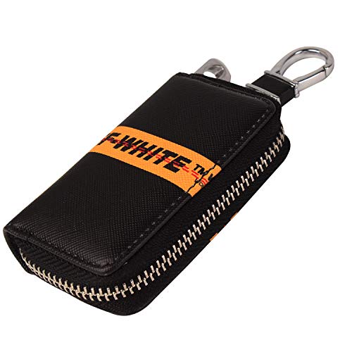 Leather Car Smart Key Chain Universal Key Holder Bag Black Zipper Case Cover Wallet Bag Shell Fob Ring (P Two)