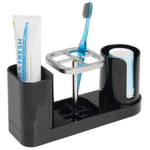 mDesign Plastic Bathroom Vanity Countertop Dental Storage Organizer ...