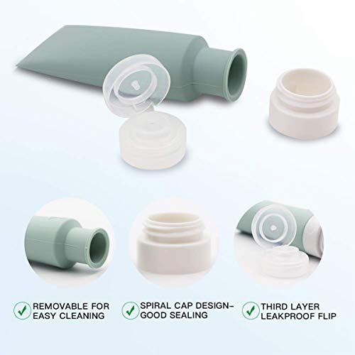 Flacon Vide Voyage MEYUEWAL Ensemble Bouteille de Voyage en Silicone 3pcs(80ml) sans BPA FDA,Portable Set de Soin de Toilette pour Lotion, Shampooing, Parfait pour Voyage, Vacances, Camping