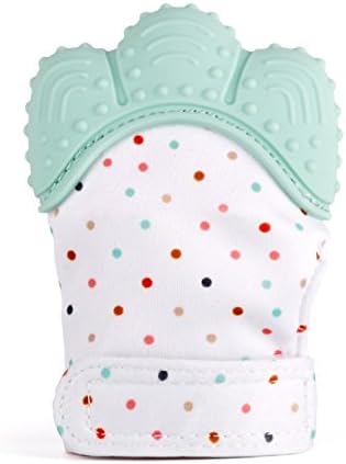 FNSHIP Baby Silicone Teether Mitten,Teether Pacifier Clip,Teething Toy Or Teething Ring Provides Self-Soothing For Toddlers (Mint Green)