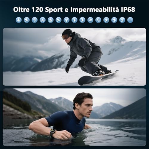 Yxtel Men's Sports Smartwatch with Bluetooth Calls, Compass & LED Flashlight, 120+ Sports Modes, Heart Rate Monitor, Sleep Monitor, IP68 Waterproof, 30 Days Battery, for Android iOS